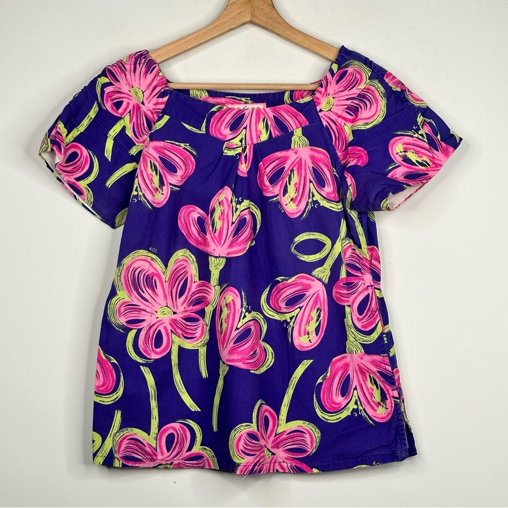 Koi by Kathy Pederson Set of 2 Size XS Scrub Uniform Top Zebra Floral Print